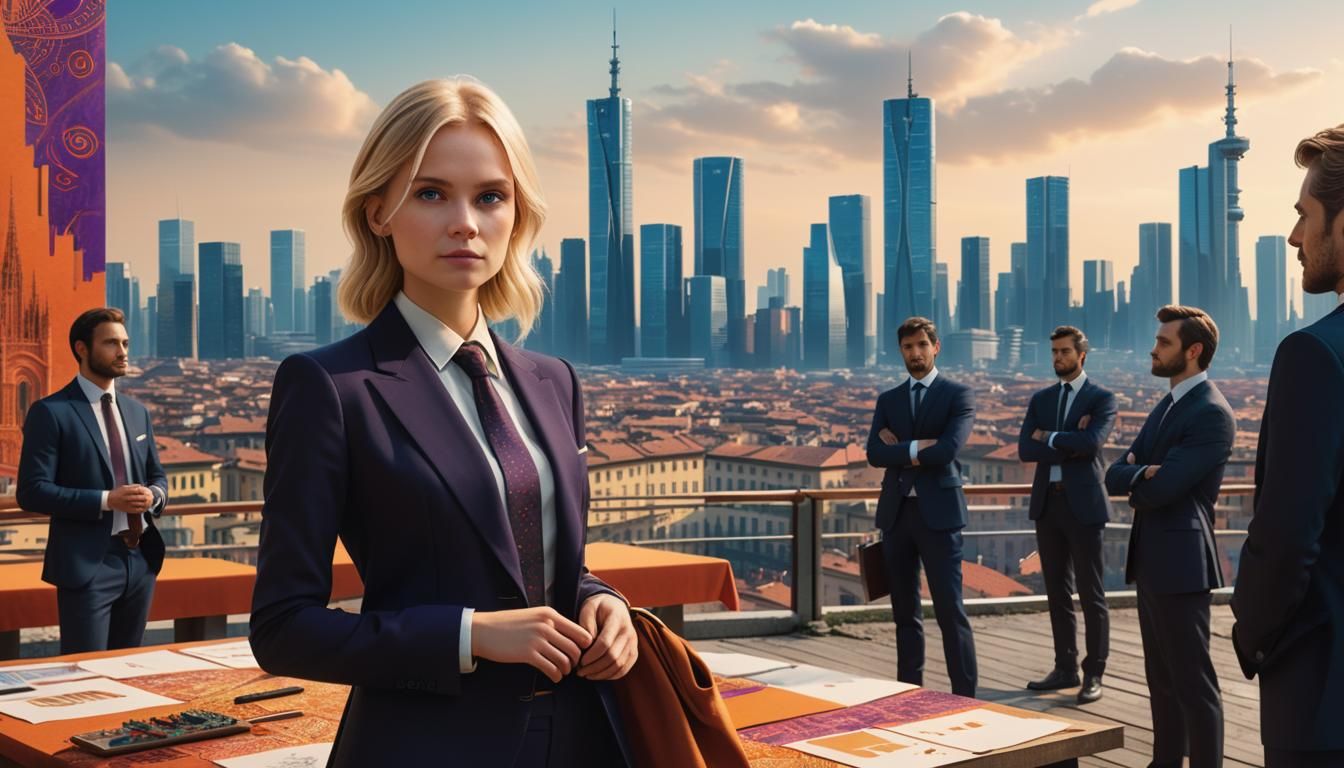 Corporate Futurism Masterpiece: Vibrant Milan Skyline