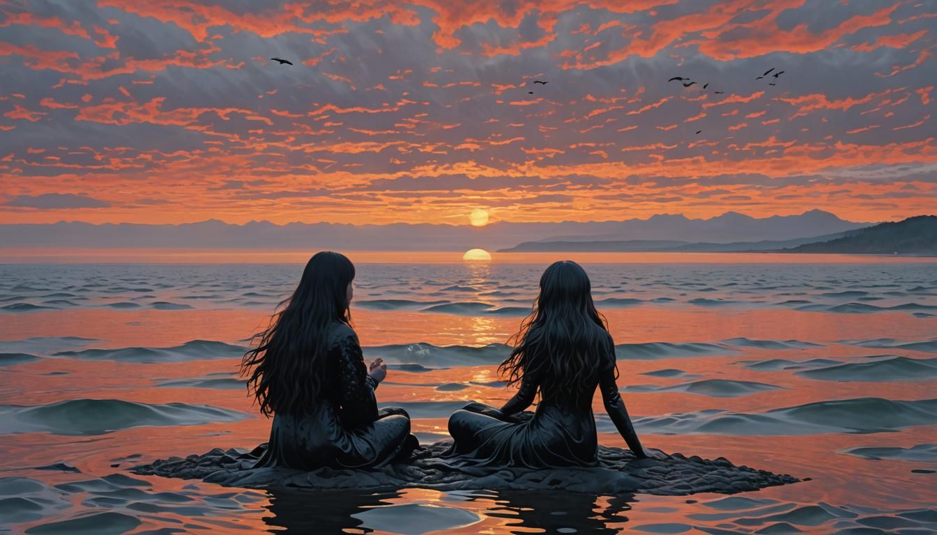 Myth and Selkie in Sunset Collage