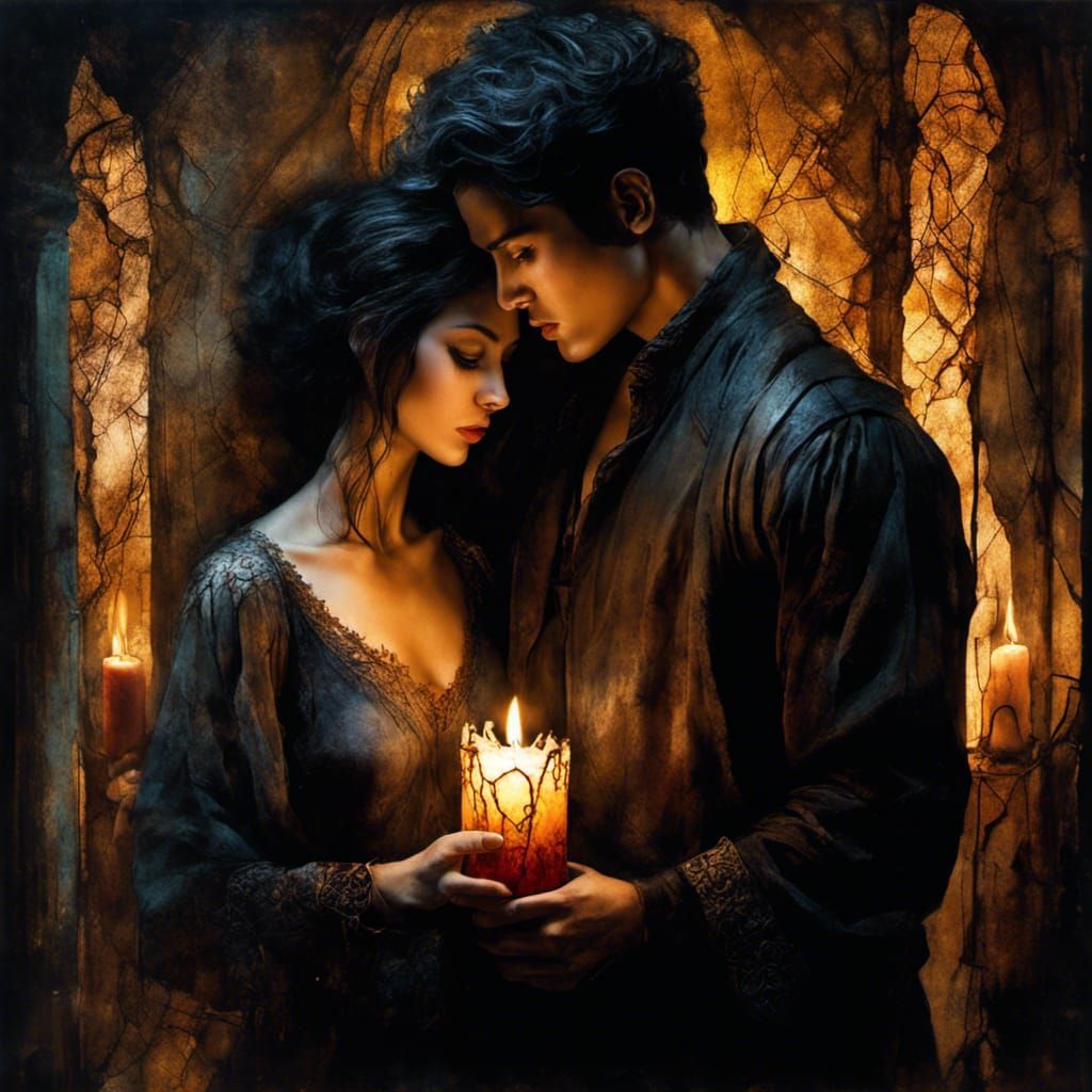 Romantic Candlelit Embrace in Derelict Apartment