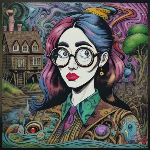 Serious Office Girl Meets Witchy Watermill in Surreal Forest