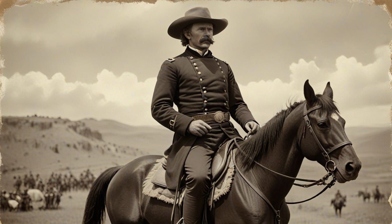 Historic Cavalry Commander in Distressed Sepia Tone