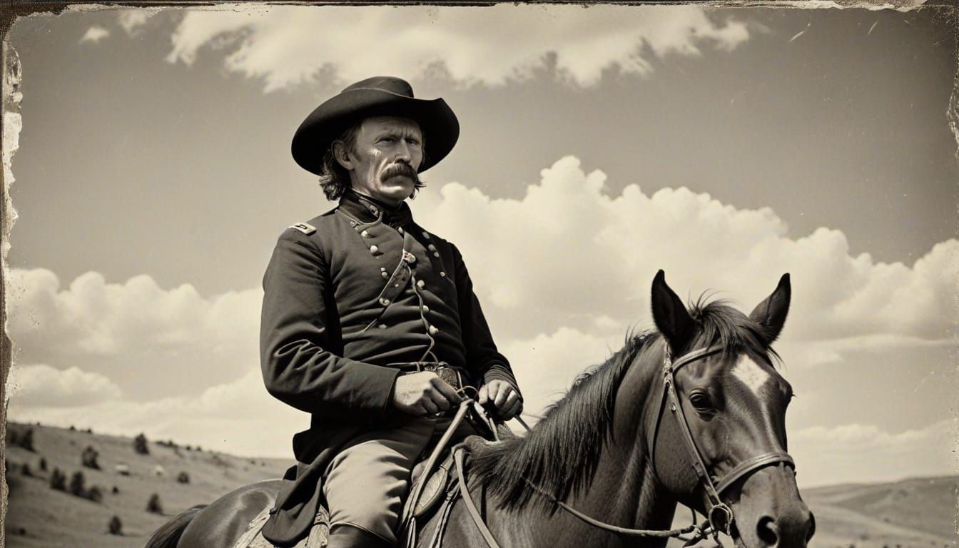Classic Portrait of General Custer in Worn Sepia Tone