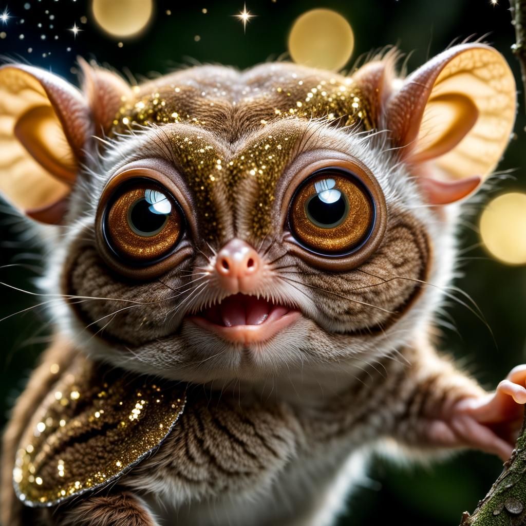 Adorable Tarsier Leaping Through Trees in Hyperrealism