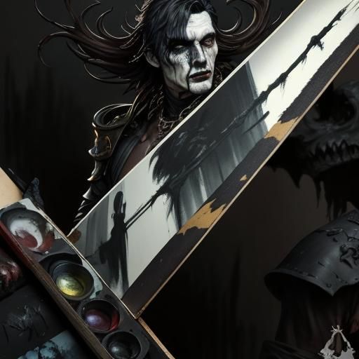 Gothic Portrait of a Muscular Man in Oils