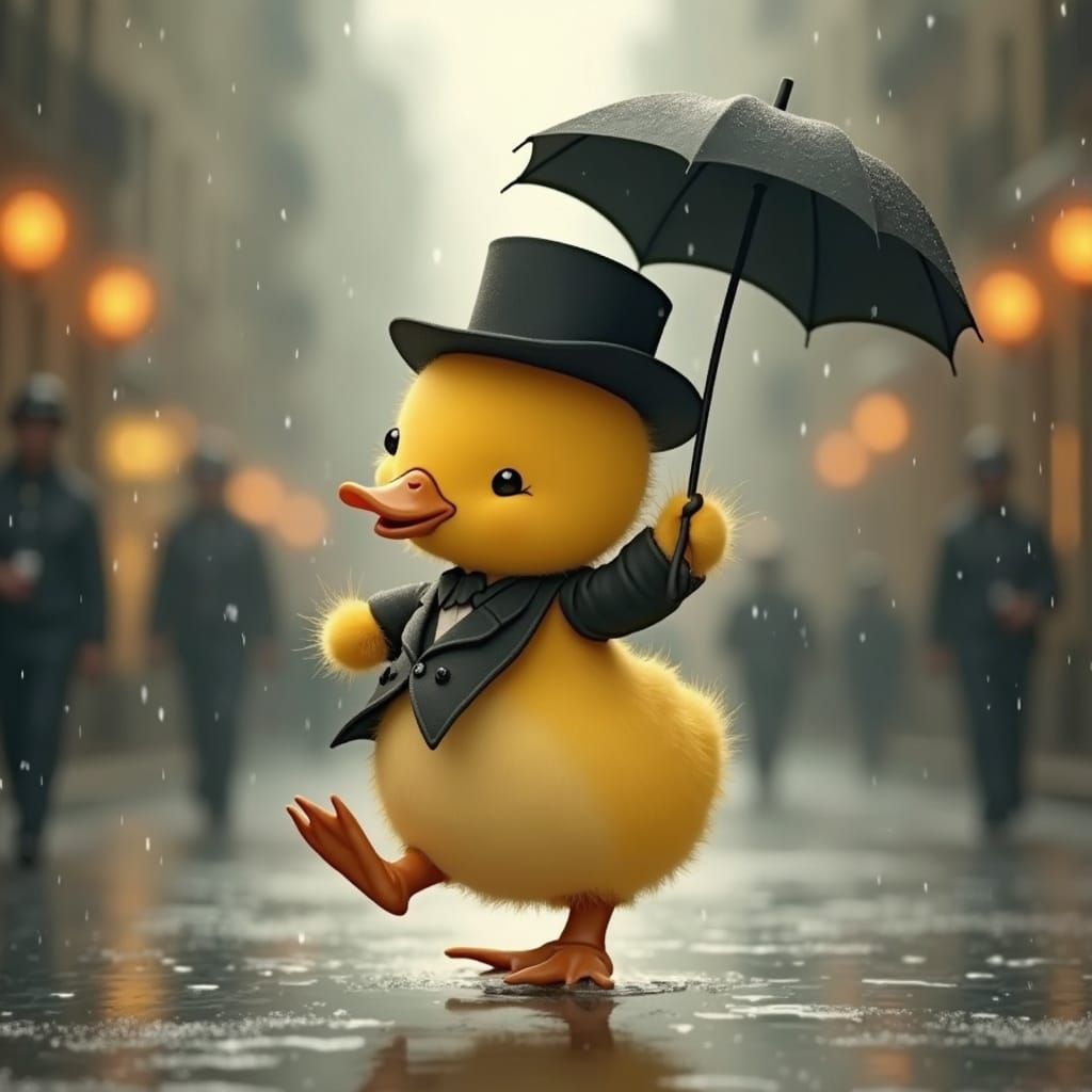 Singing and dancing in the rain... With Duckling Astaire