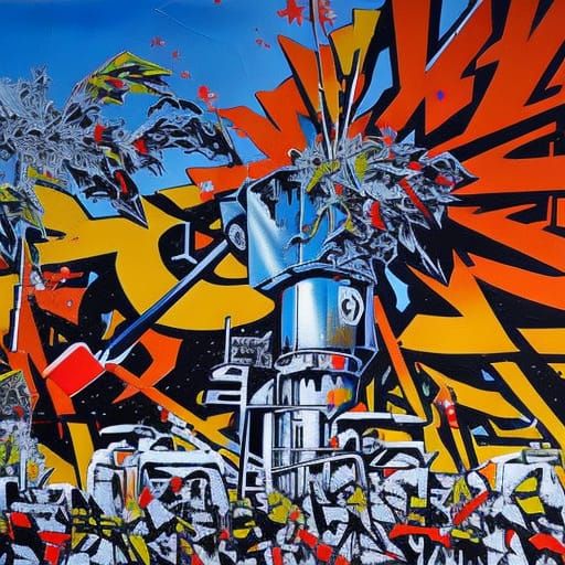 Economics Fight: Graffiti Art in High Contrast