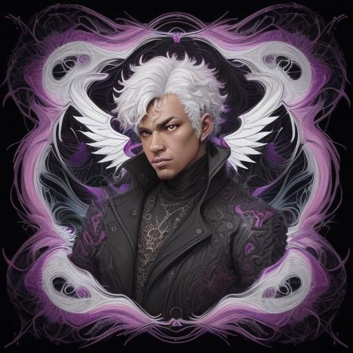 Anime Devil: Black Man with White Hair in Graffiti Art