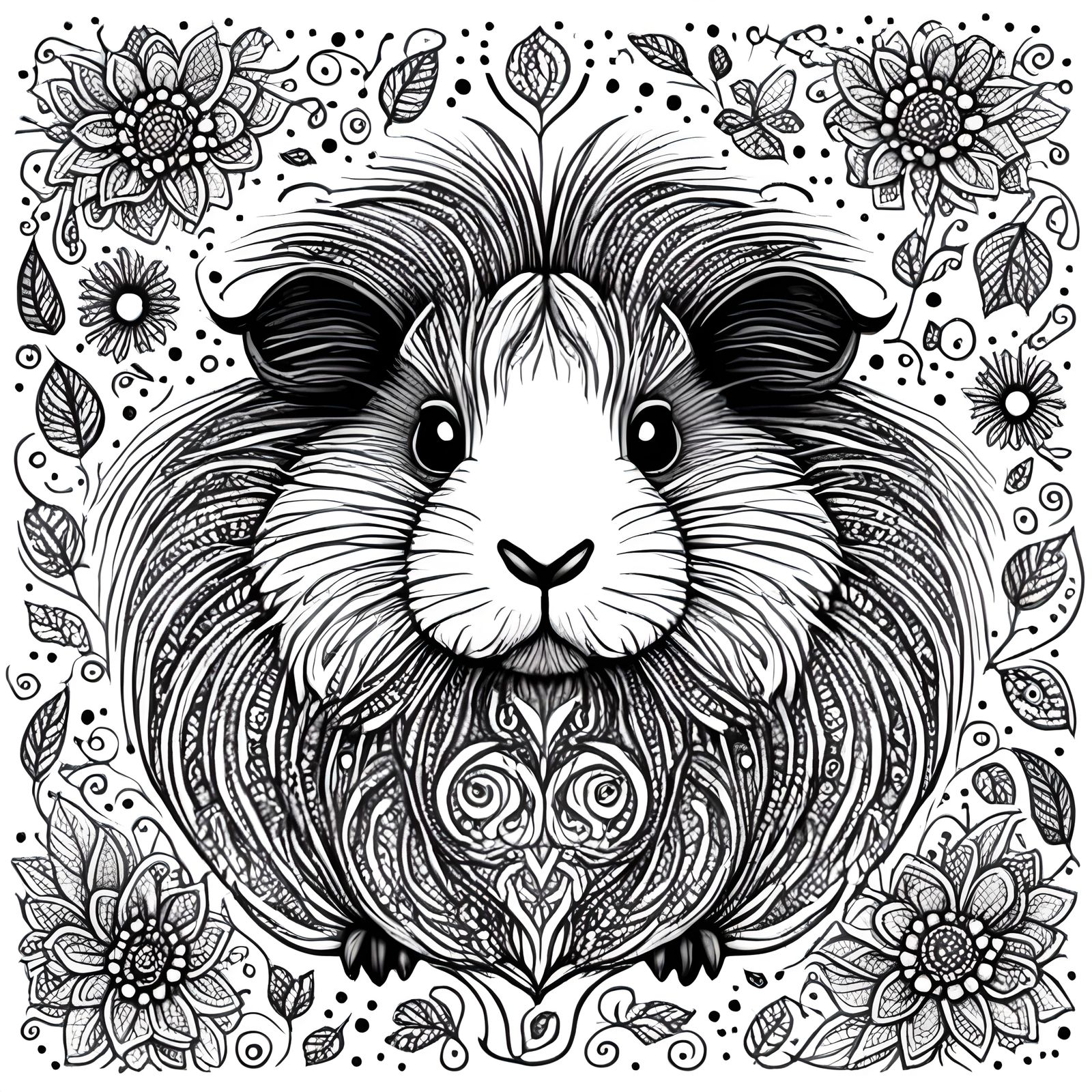 Hand-Drawn Guinea Pig Surrounded by Doodles