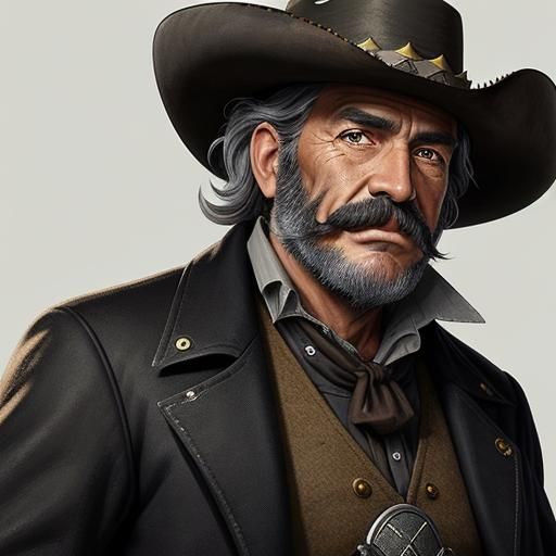 Wild West Sheriff with Revolver and Cowboy Hat