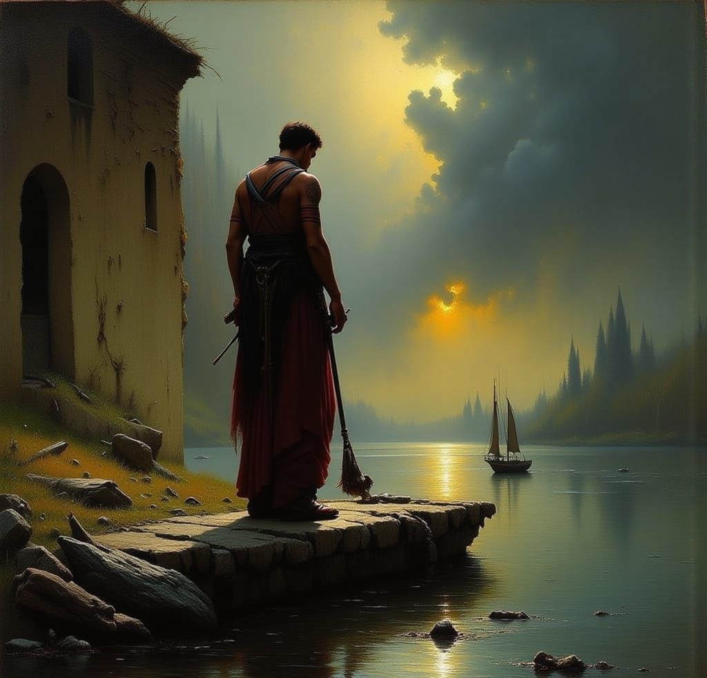 Grim Ferryman on the River Styx