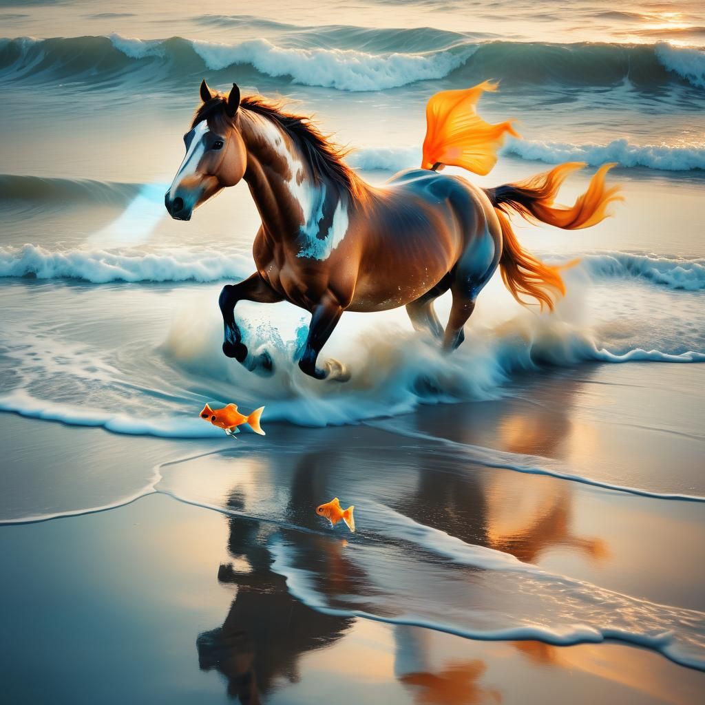 Horse and Goldfish: Surreal Digital Painting