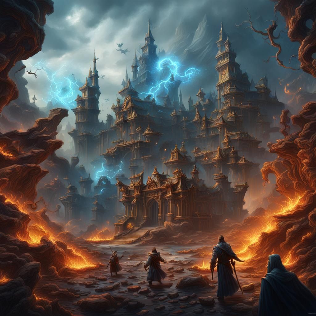 Wizards Quarrel of Energy: Detailed Matte Painting