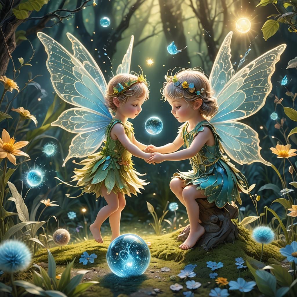 Beautiful Fairy with Bioluminescent Wings in 3D