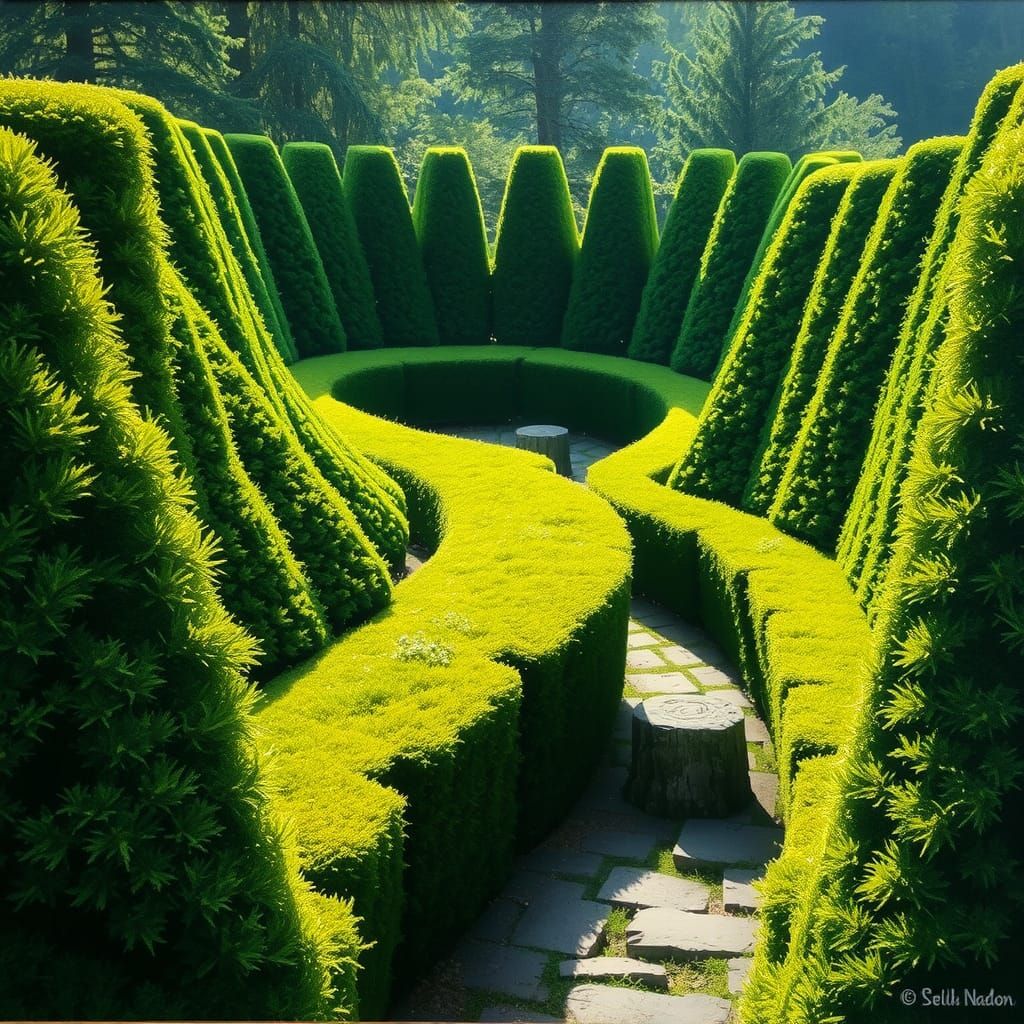 Conifer Hedge Maze in Romantic Style