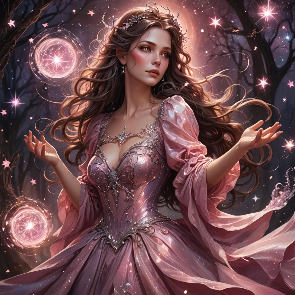 Fantasy Witch Casting Enchantment in Digital Painting