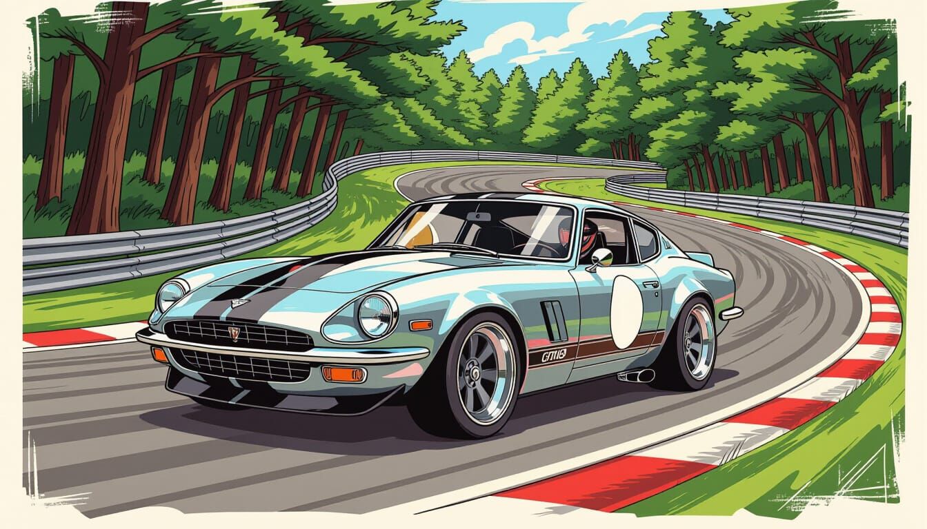 Retro-Modern Triumph GT6 in Comic Art Style