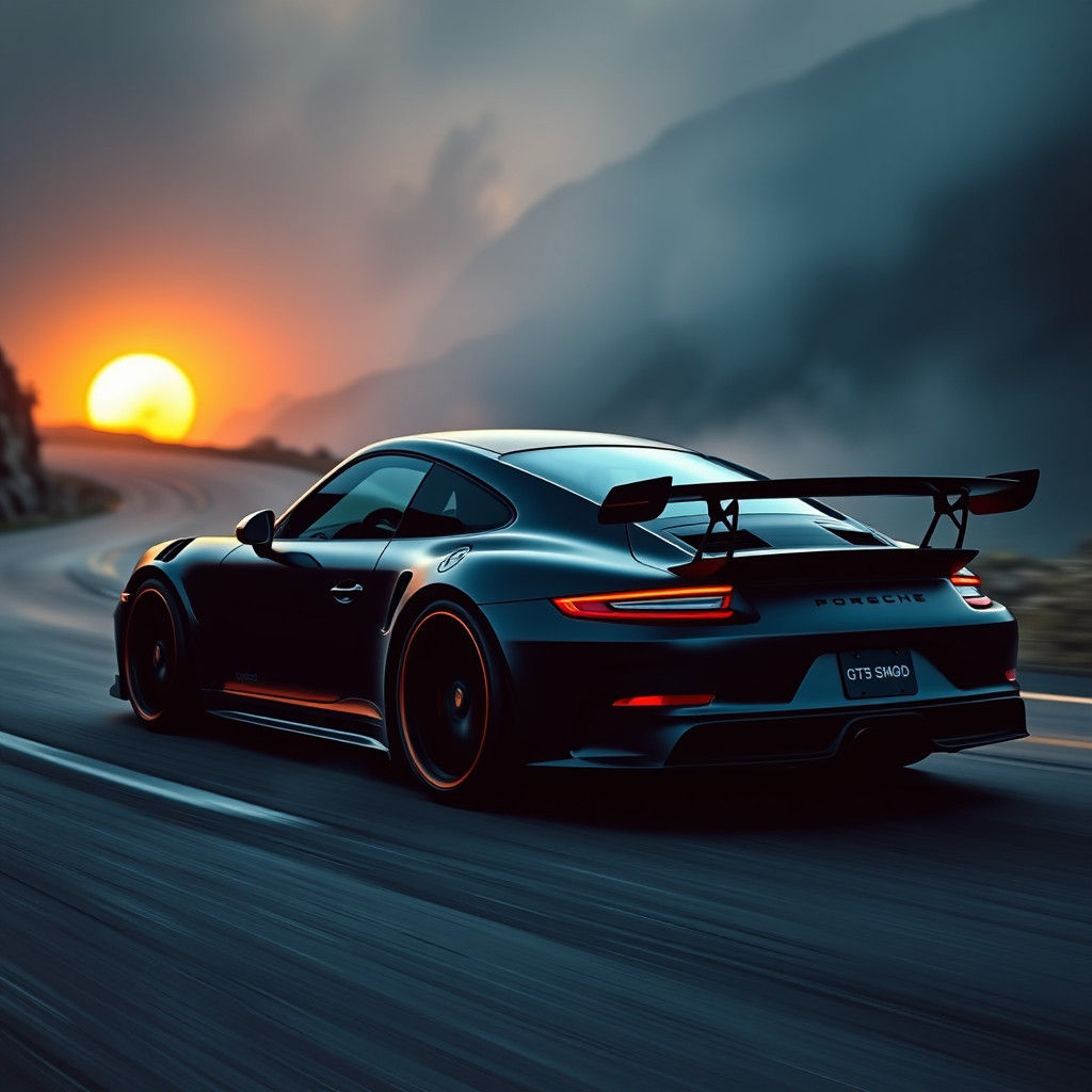 Modded Porsche GT3 RS in Dramatic Mountain Landscape