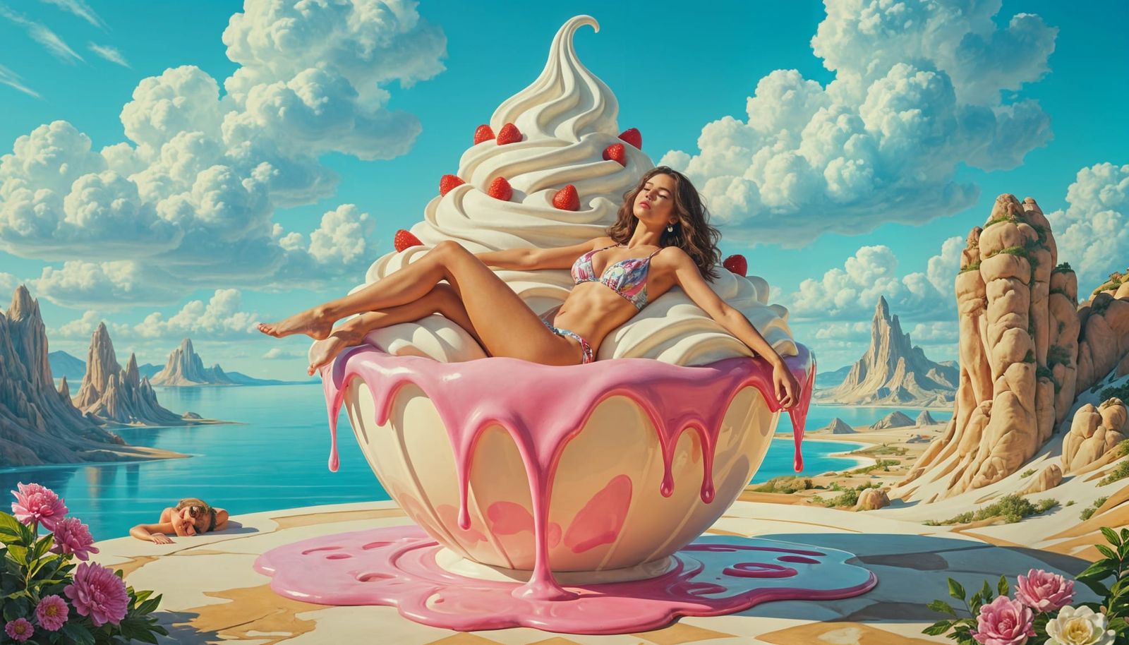 Surreal Ice Cream Sundae Dreamscape