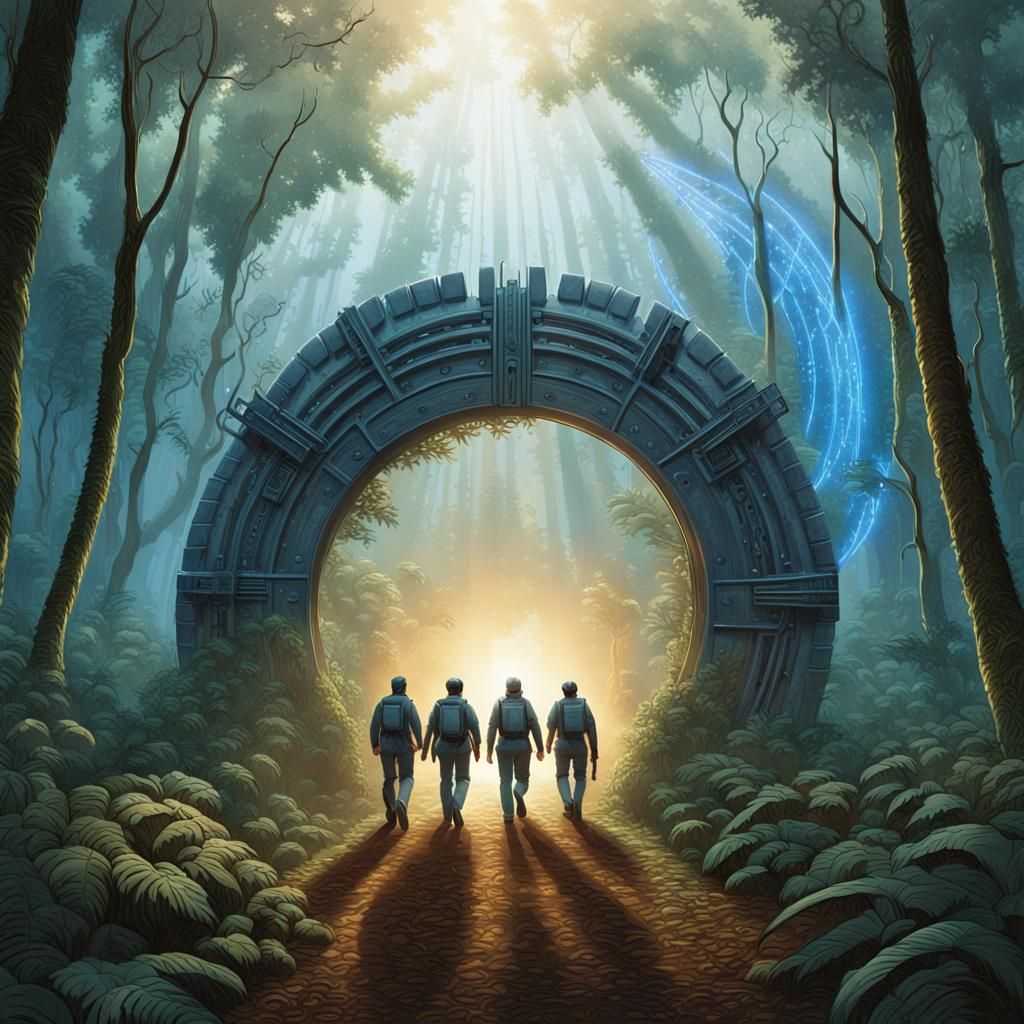 Stargate Team Enters Gate in Moebius Style