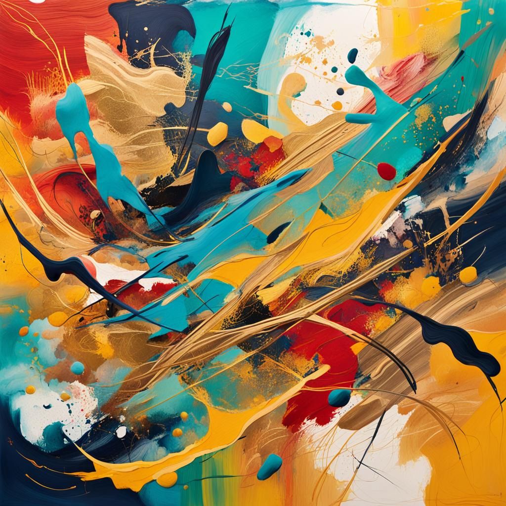 Abstract Expressionism with Golden Squiggles