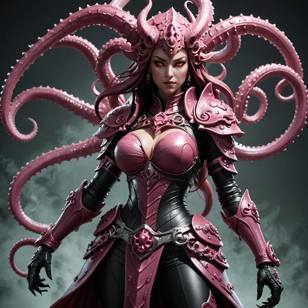 Female Tentacle Demon Knight with Bloom Effects