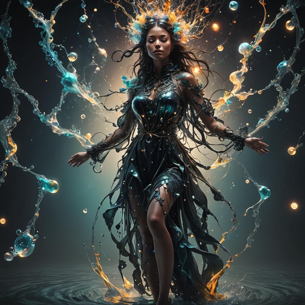 Ethereal Girl with Dark Magic and Optical Illusions