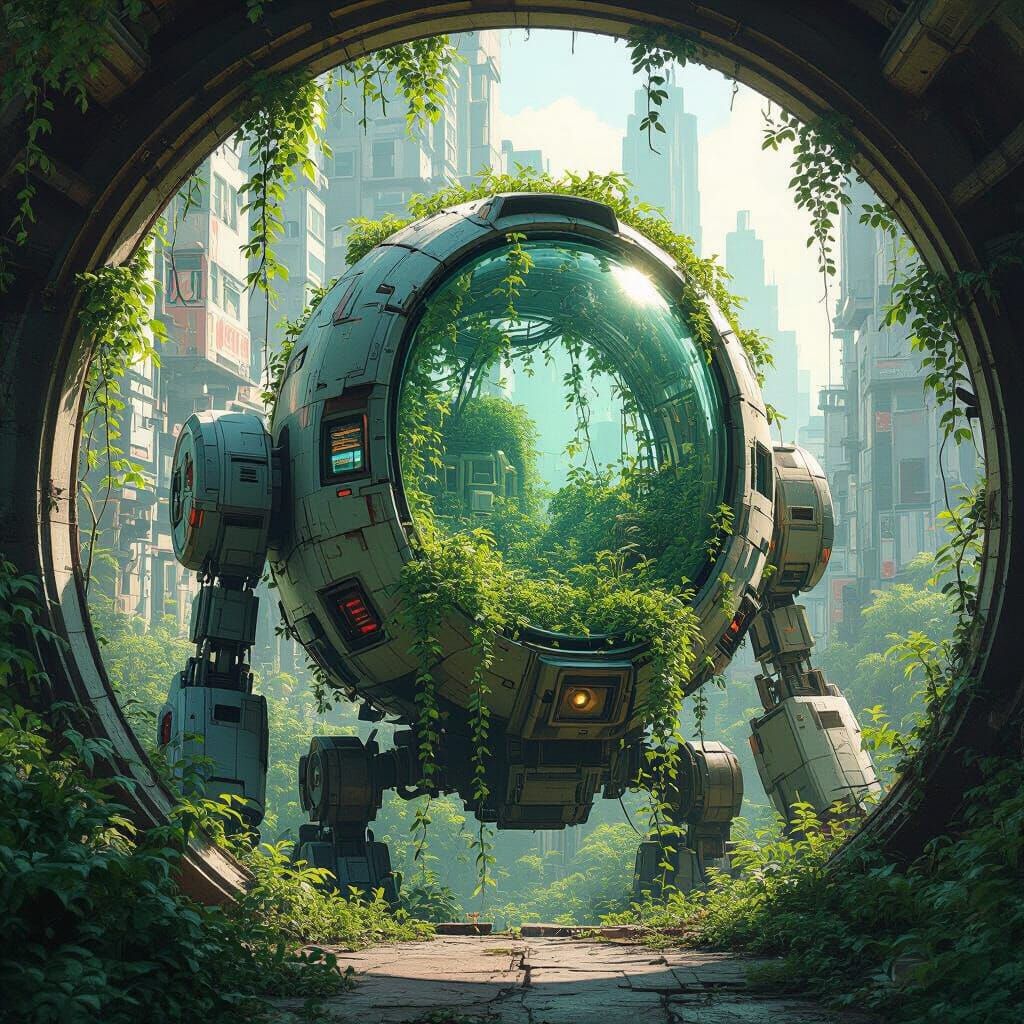 Lush Garden in Abandoned Mech Cockpit