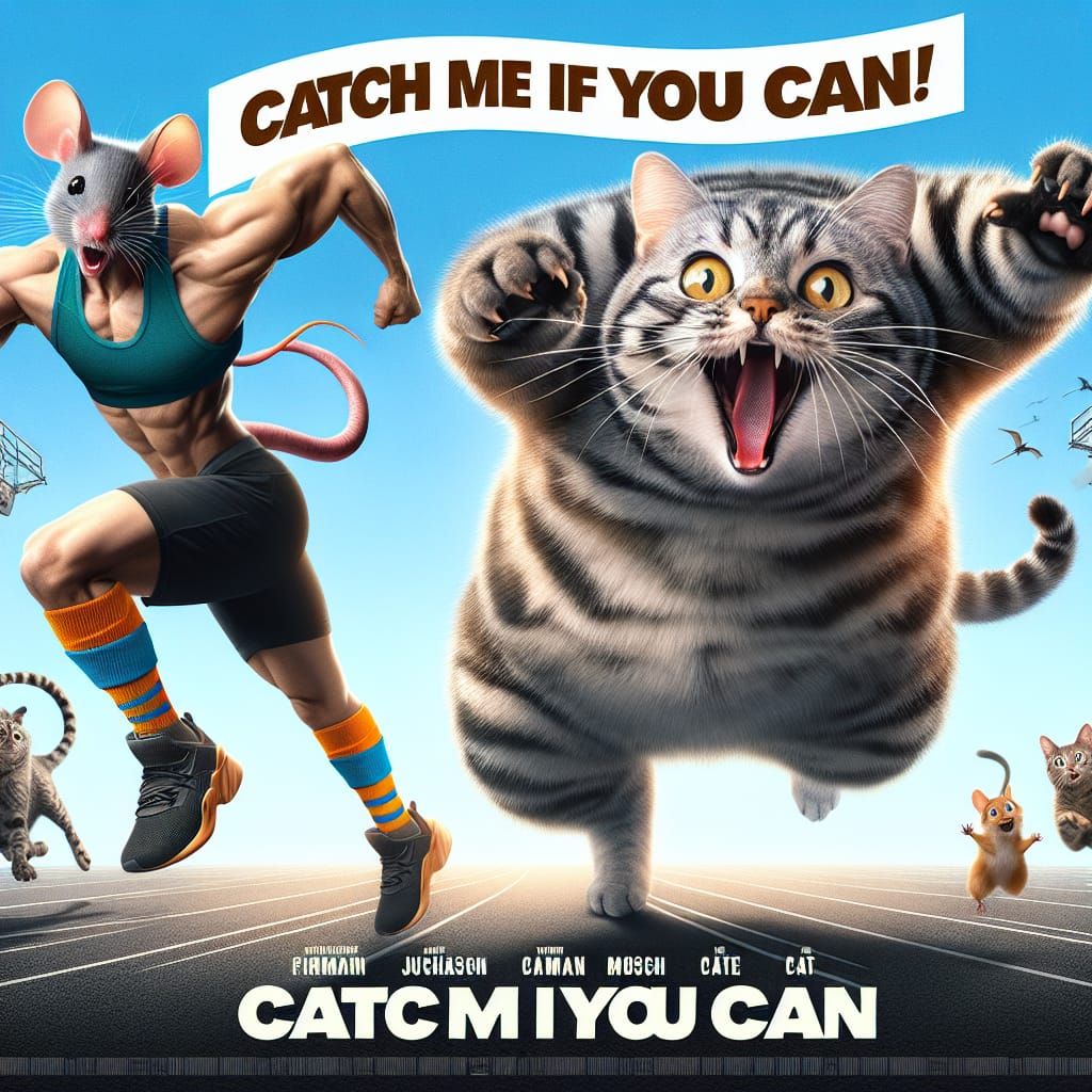 Action Movie Poster: Mouse Chasing Cat