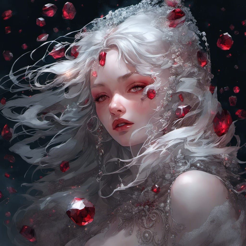 Gems and Moonlight: Hyperrealistic Artstation Portrait