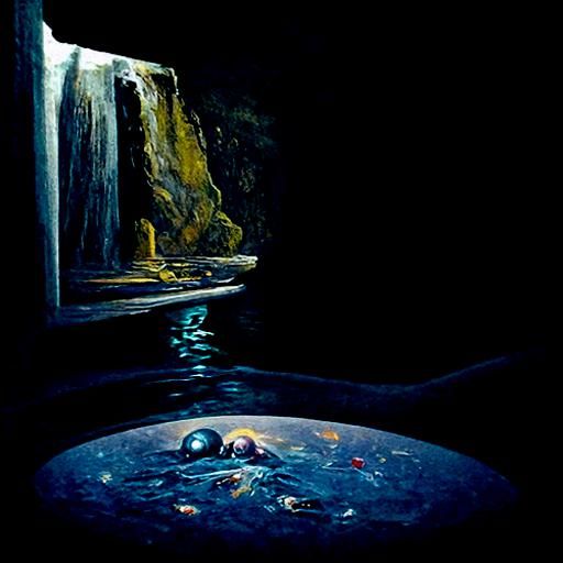 Infinitely Deep Pool as Oil Painting