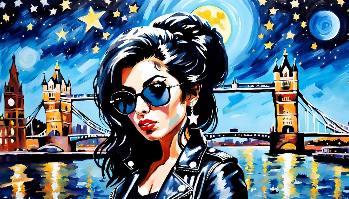 Amy Winehouse in Pop Art Watercolor Style