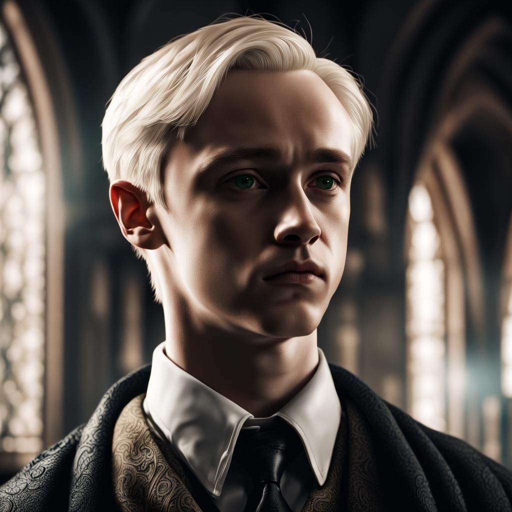 Hyperrealistic Portrait of Young Draco Malfoy