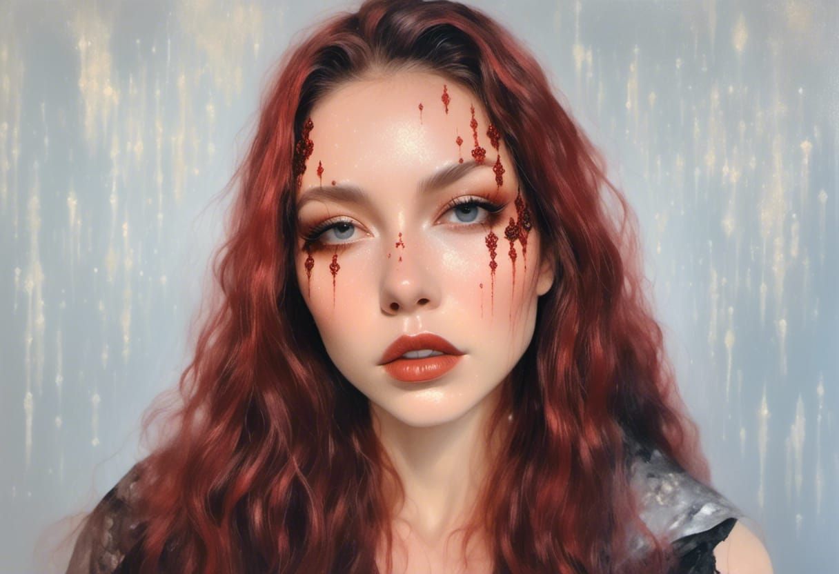 Dark Queen Portrait with Glowing Runes