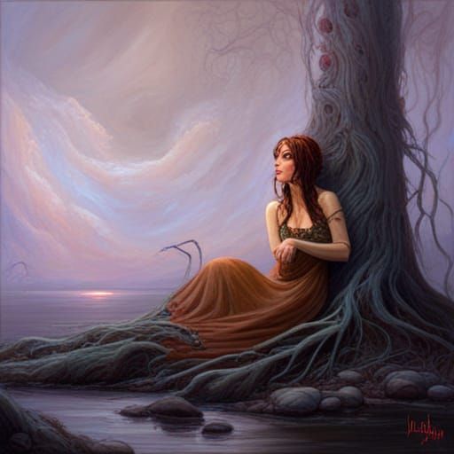 Lovecraftian Princess in Oil Painting Style