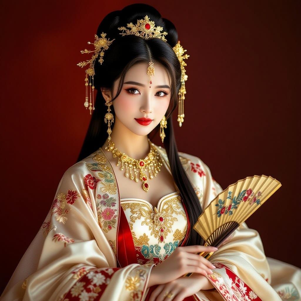 A captivating studio portrait photograph of a young Chinese ...