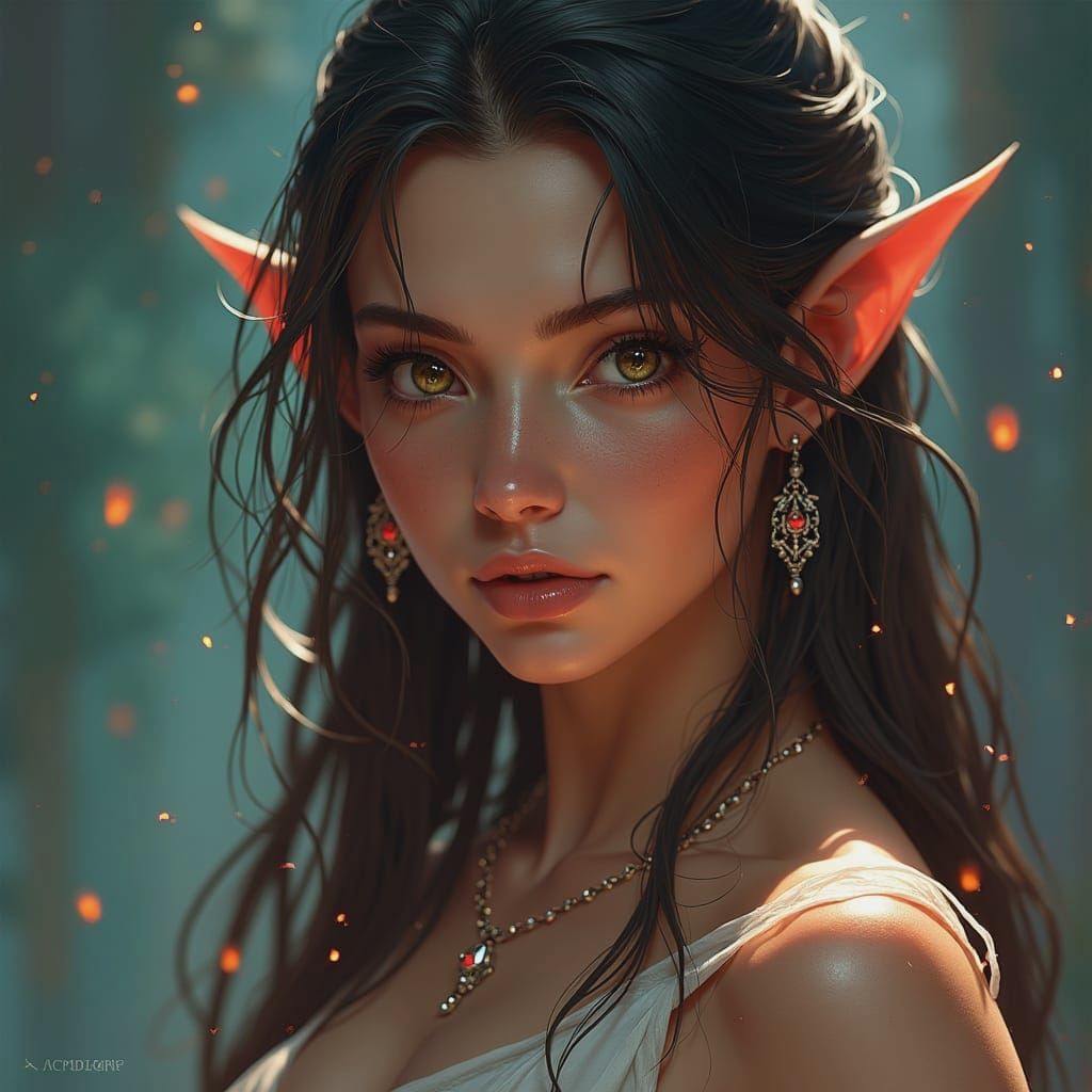 Half-Elf Cleric Portrait in Hyperdetailed Digital Art