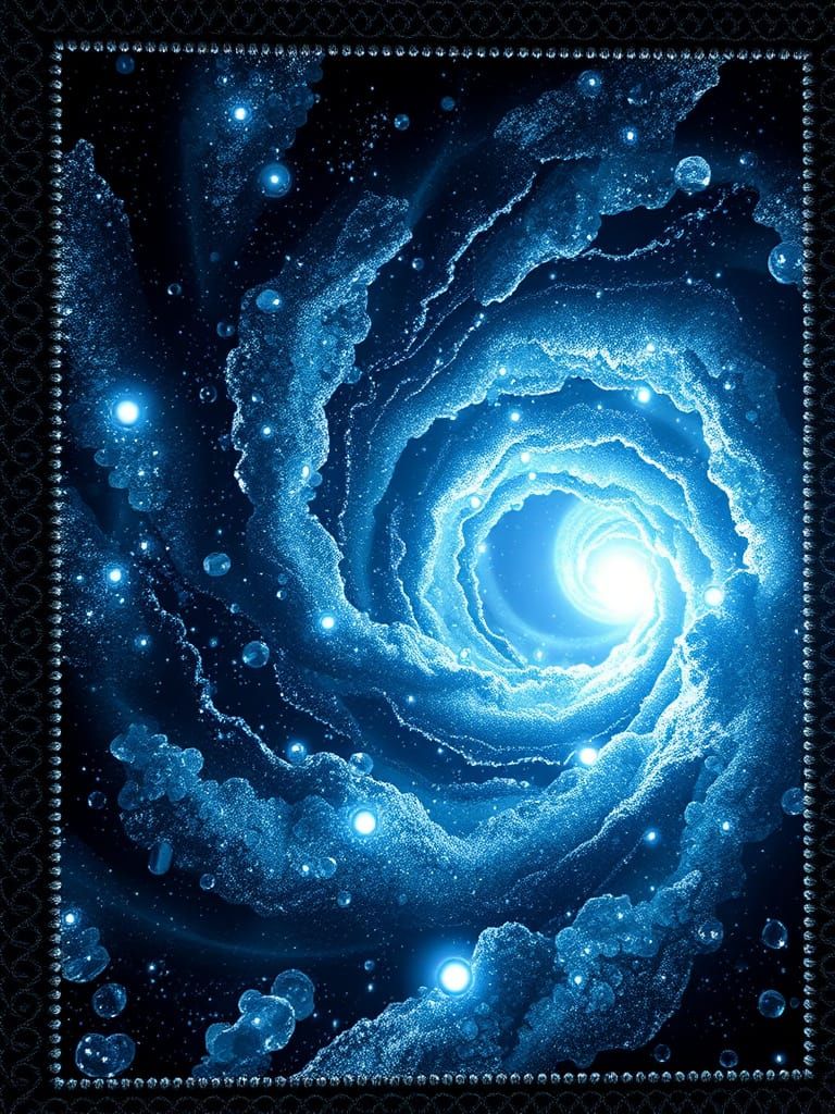 Cosmic Deepsea Universe Tapestry in Stained Glass Style