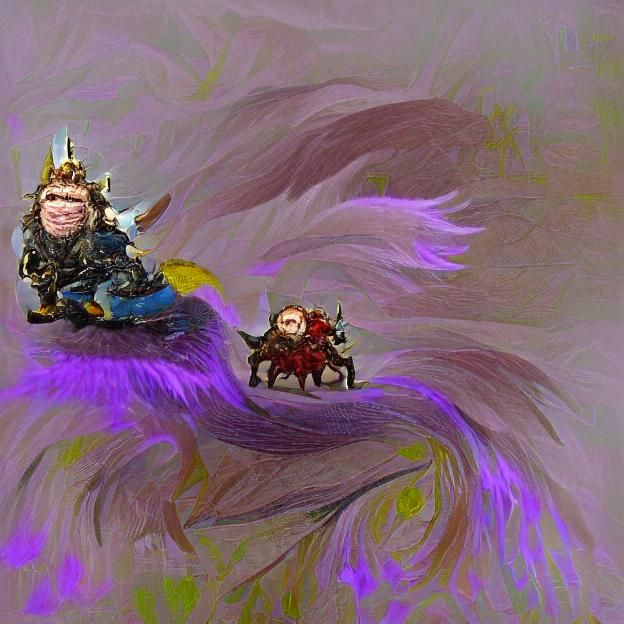 Daemonic Dwarf Priest Riding a Mighty Lamassu
