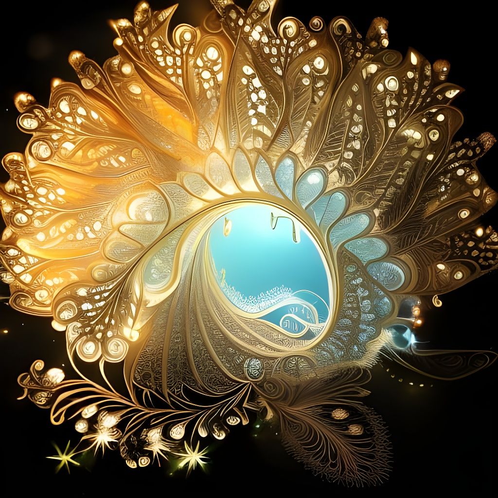 Luminescent Tree in Fantasy Window, Digital Art