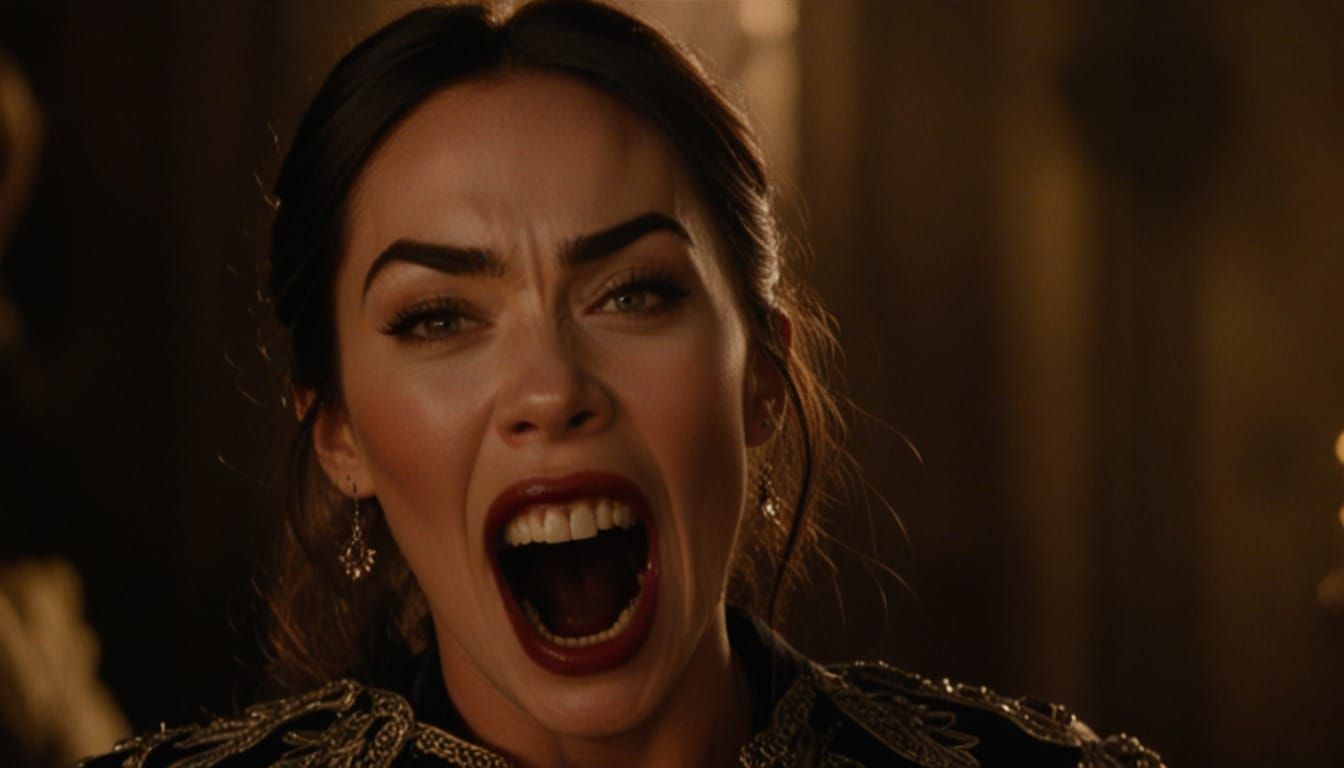 Megan Fox as a Fierce Vampire in Dark Fantasy Art