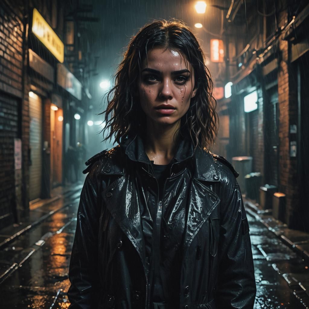 Dark Alley Portrait in Film Noir Style