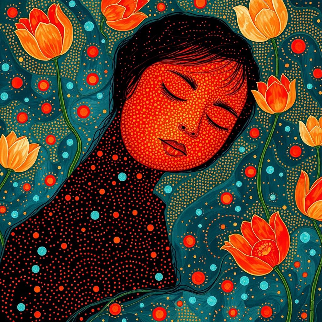 Ethereal Dreamscape with Whimsical Figures and Intricate Pat...