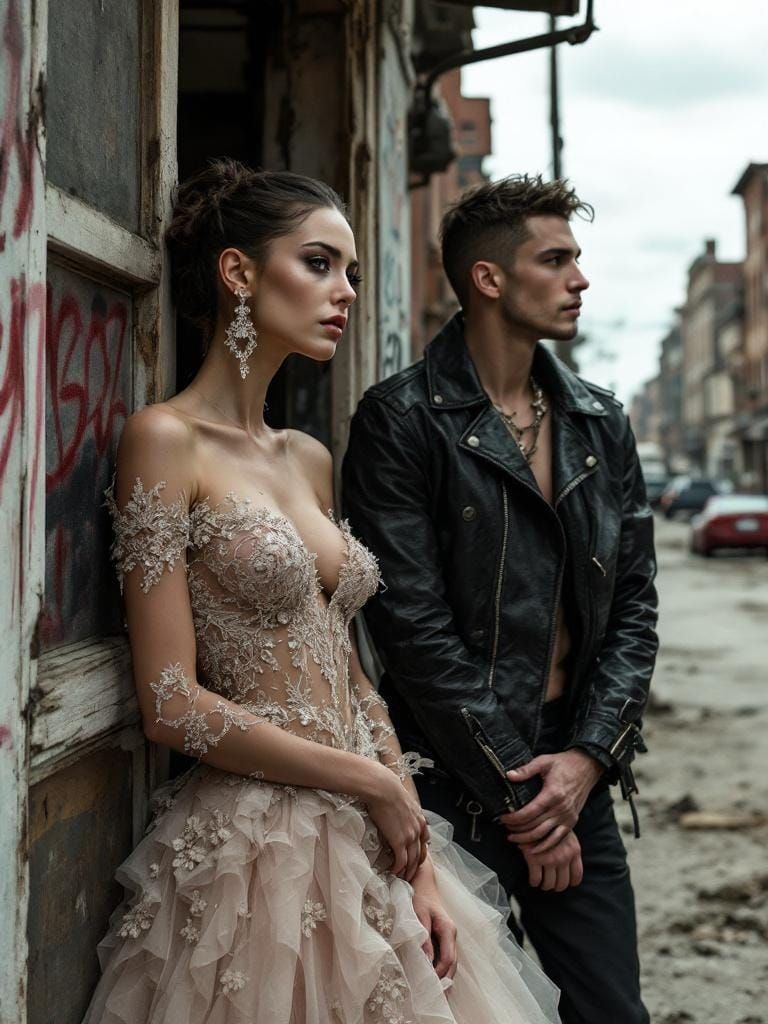 High-Fashion Romantic Drama: Ethereal Elegance in Decay