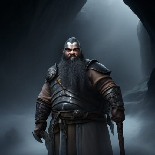Grey Dwarf in Cave: Hyperrealistic 4K Fantasy Art