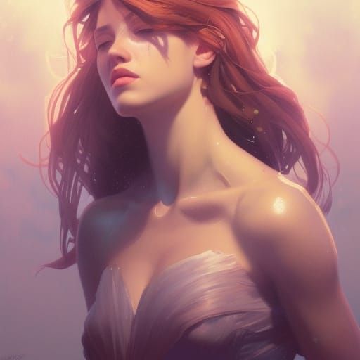 Hyperdetailed Siren Portrait in Volumetric Lighting