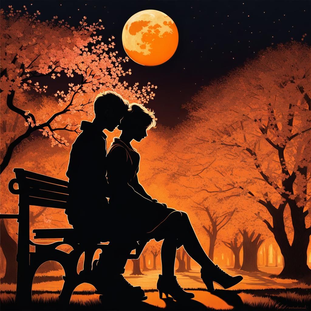 Moonlit Embrace: A Rockwell-Inspired Scene