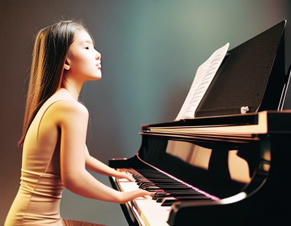 Skinny Girl Plays Piano in Kodak Ektar Style