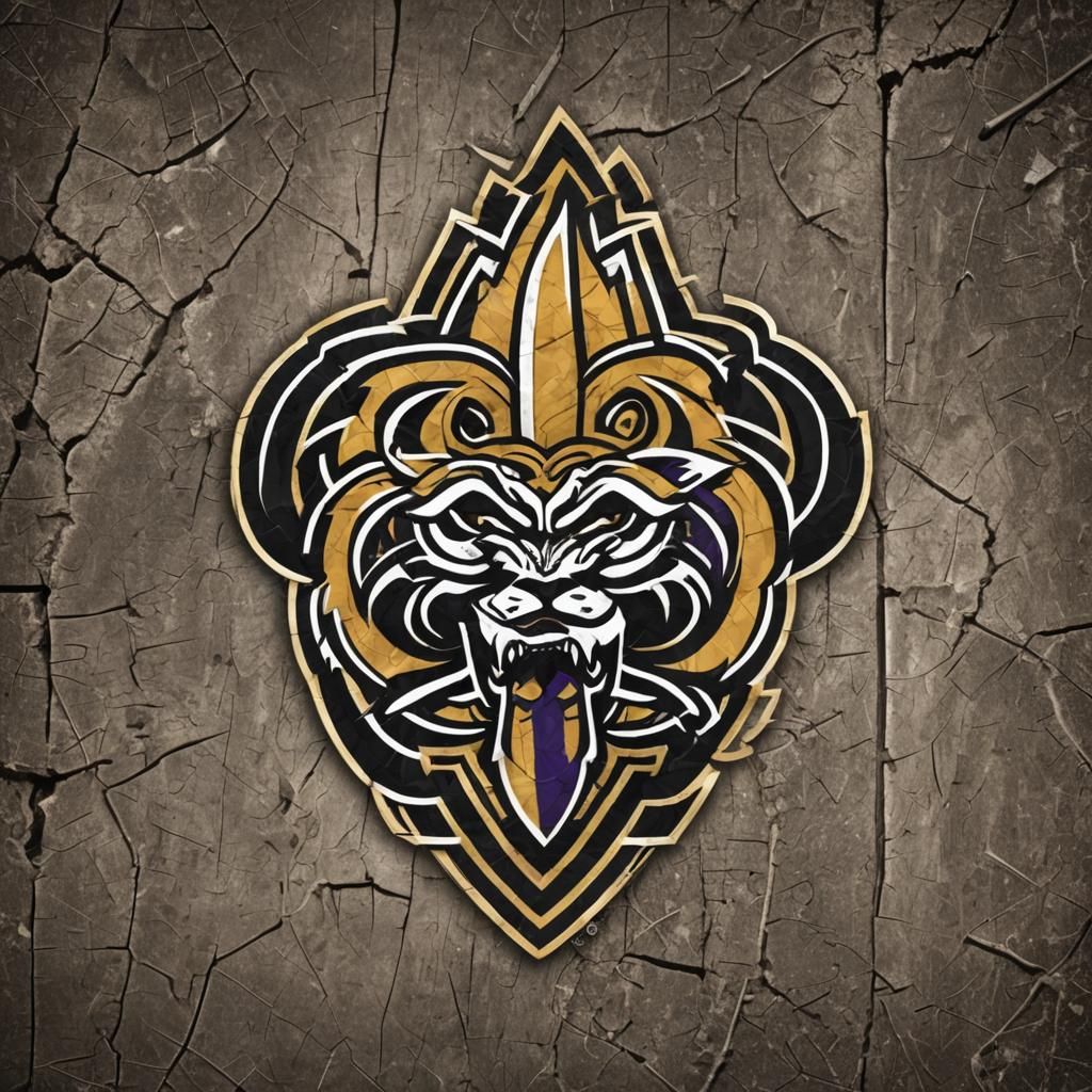 Hyperrealistic Merged LSU Tigers and Saints Logo