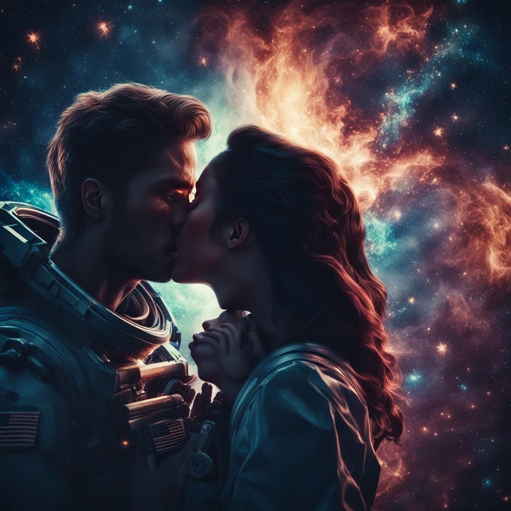 Galactic Heart: A Cosmic Kiss in Space