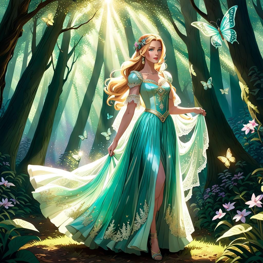 Magical Girl Seraphina in Forest Clearing